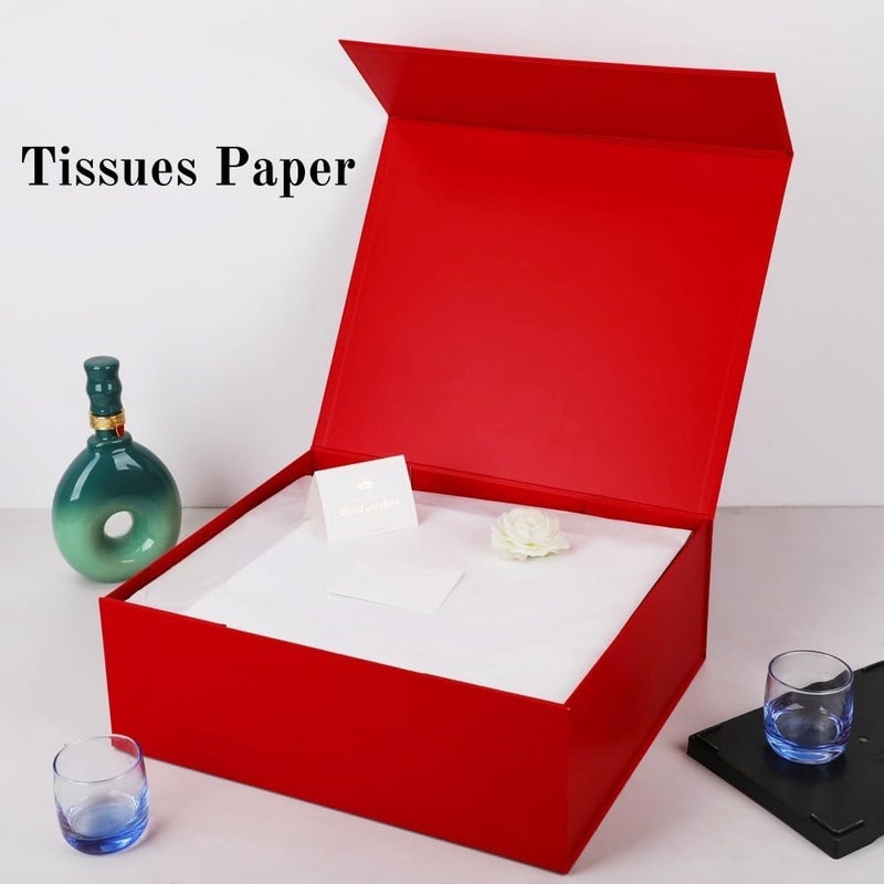 UoeRing 2 Pack Red Gift Box Large 13.5x11.8x4.7 inch Luxury Gift Box for Presents with Magnetic Closure Lid Collapsible,Birthday,Christmas,Contains Card, Ribbon, Tissue Paper,Shredded Paper Filler - Image 5